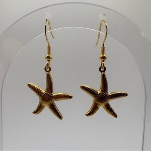 New Handcrafted 14k Gold-Plated “Sea You Shine” Starfish Earrings